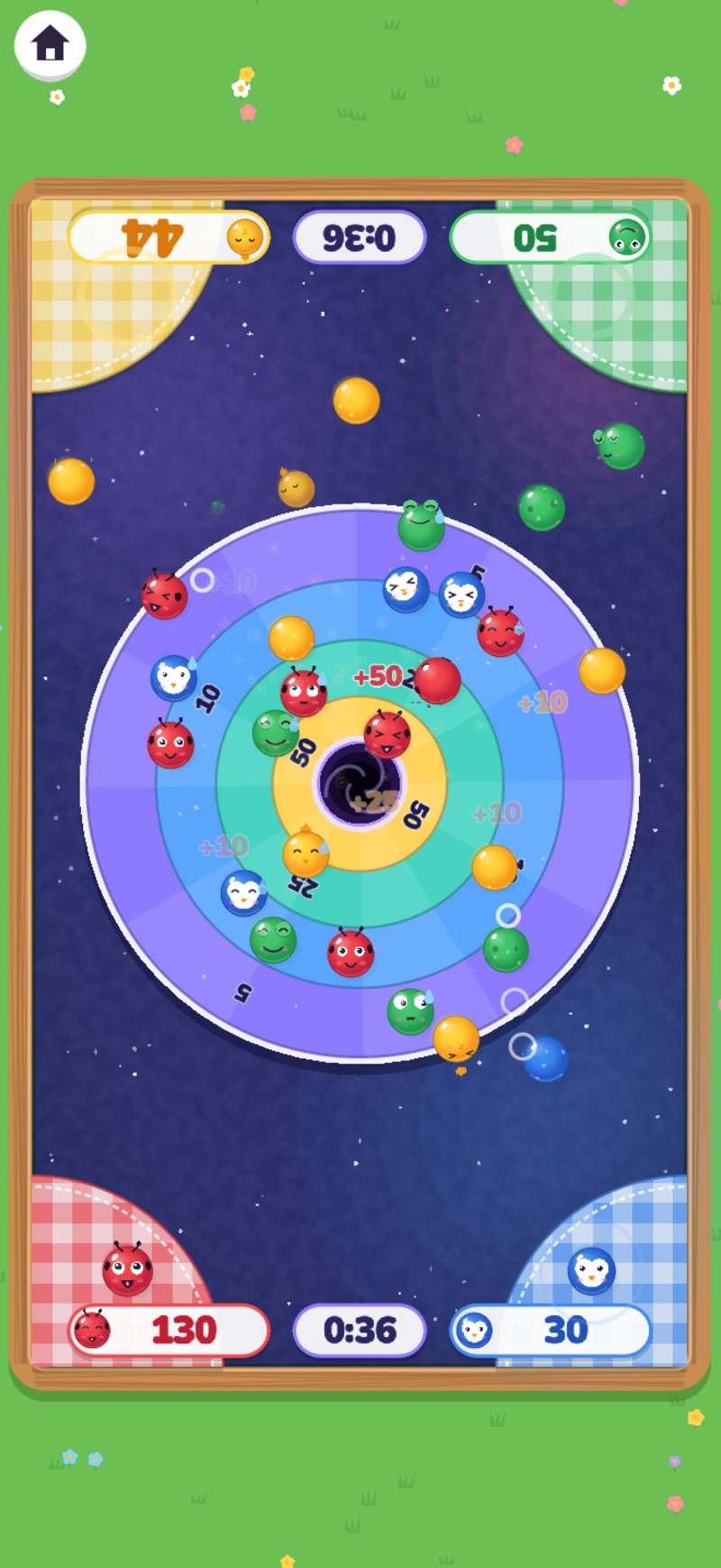 Flick Flock: Space Spin med fire spillere